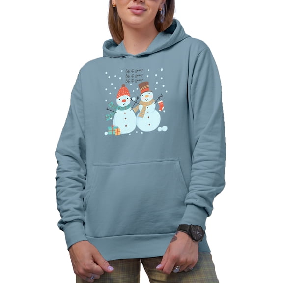 Let It Snow, Let It Snow, Let It Snow with Hand Drawn Snowman, Christmas Art Merch Gift, Light Blue Hooded Sweatshirt or Hoodie, Medium