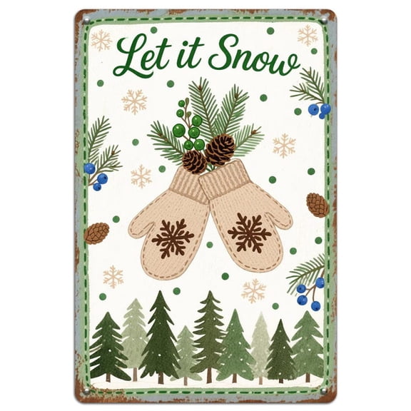 Let It Snow Metal Sign: Vintage Christmas Wall Decor Metal Wall Art Signs Man Cave Posters Metal Sign 8X12 Inch（20X30）