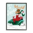 thumbnail image 1 of Let It Snow Moose Sleigh Holiday Graphic Art Black Framed Art Print Wall Art, 1 of 7