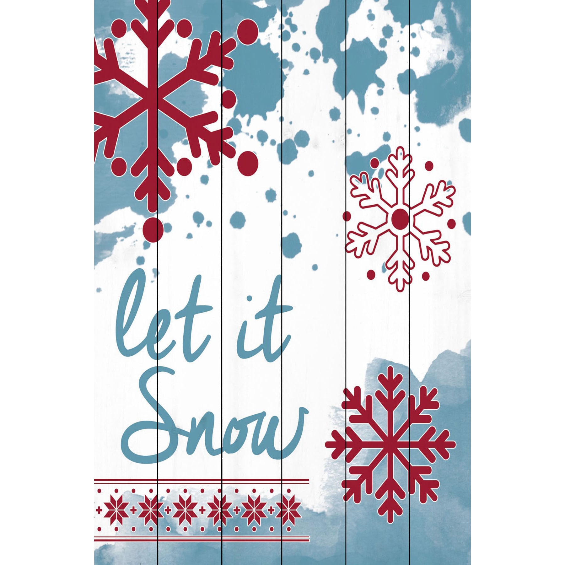 "Let It Snow" Painting Print on White Wood
