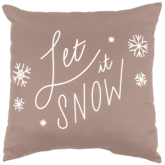 Let It Snow Reversible 16" Pillow, Taupe