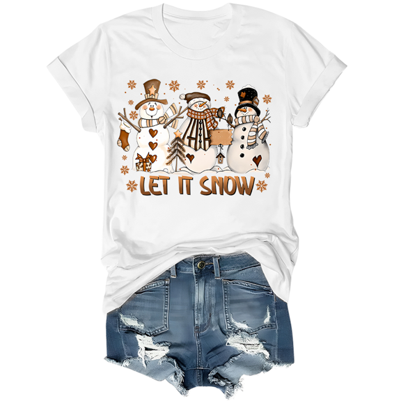 Let It Snow Shirt Christmas Snowman Shirts For Women