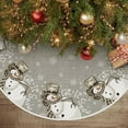 thumbnail image 1 of Let It Snow Snowflake Snowman Christmas Tree Skirt , Winter Holiday Tree Mat Decoration, 1 of 7