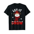 thumbnail image 1 of Let It Snow Snowman Christmas Pajama Buffalo Plaid T-Shirt Black Tee, 1 of 5