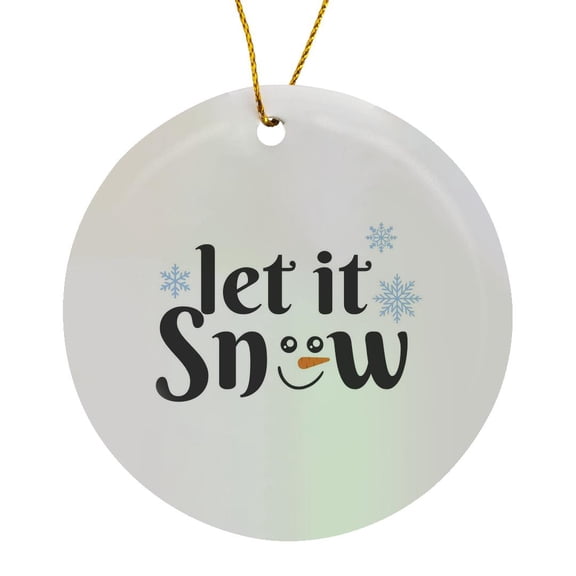 3drose, Let It Snow - Snowman Face, Circle Porcelain Ornament