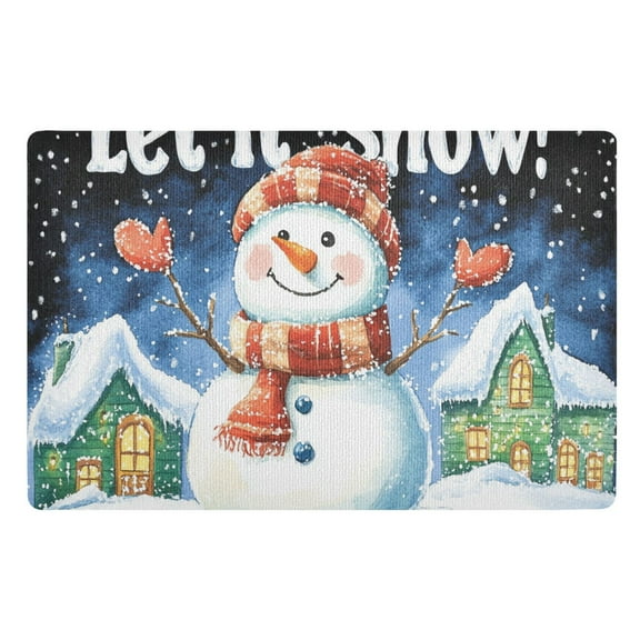 Let It Snow Snowman Floor Door Mat Outdoor Indoor for Home Entrance Welcome Mats 32"x20"
