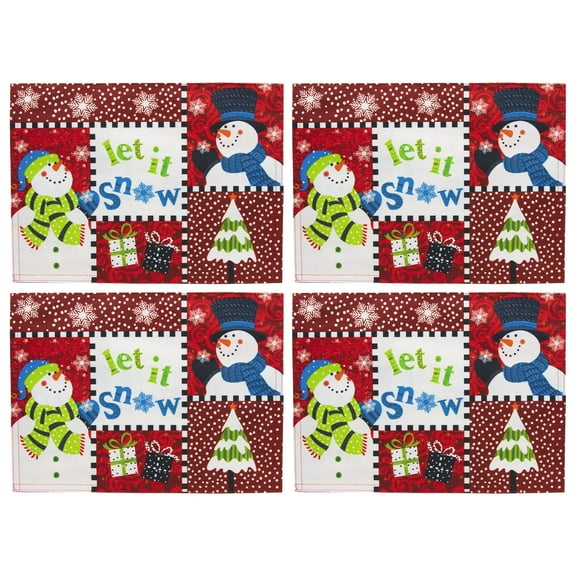 "Let It Snow" Snowman Reversible 100% Polyester Placemats, Set of 4
