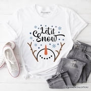 Let It Snow Snowman T‑Shirt, Snowflakes Minimalist Tee for Winter Holiday Season