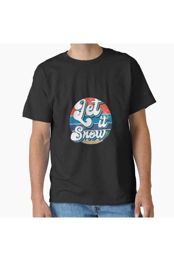 Let It Snow Vintage Winter Retro Seasonal Graphic Unisex T-Shirt, up to size 5XL