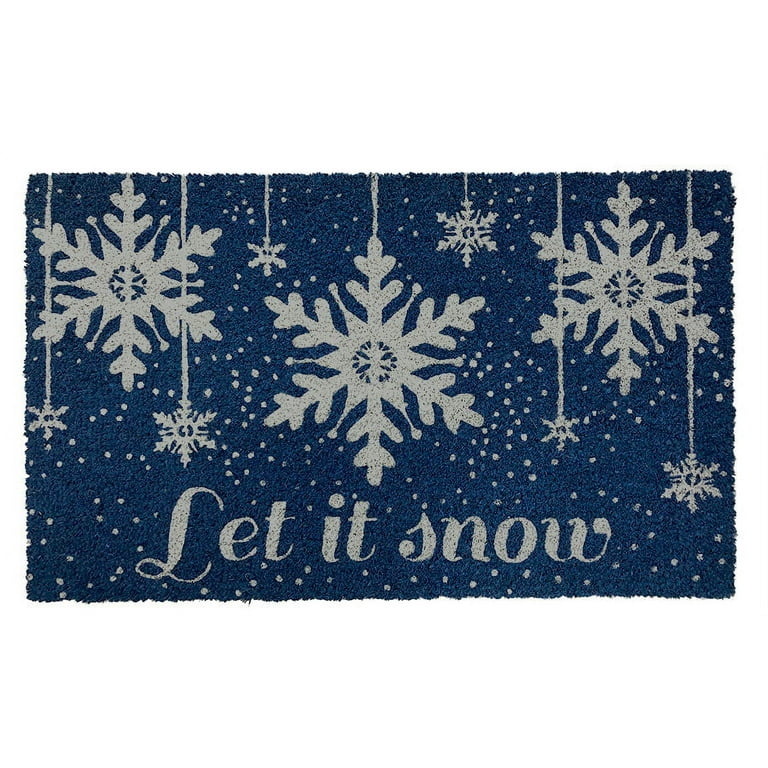 Briarwood Lane Checkered Snowflakes Winter Natural Fiber Coir Doormat  Welcome 30 x 18