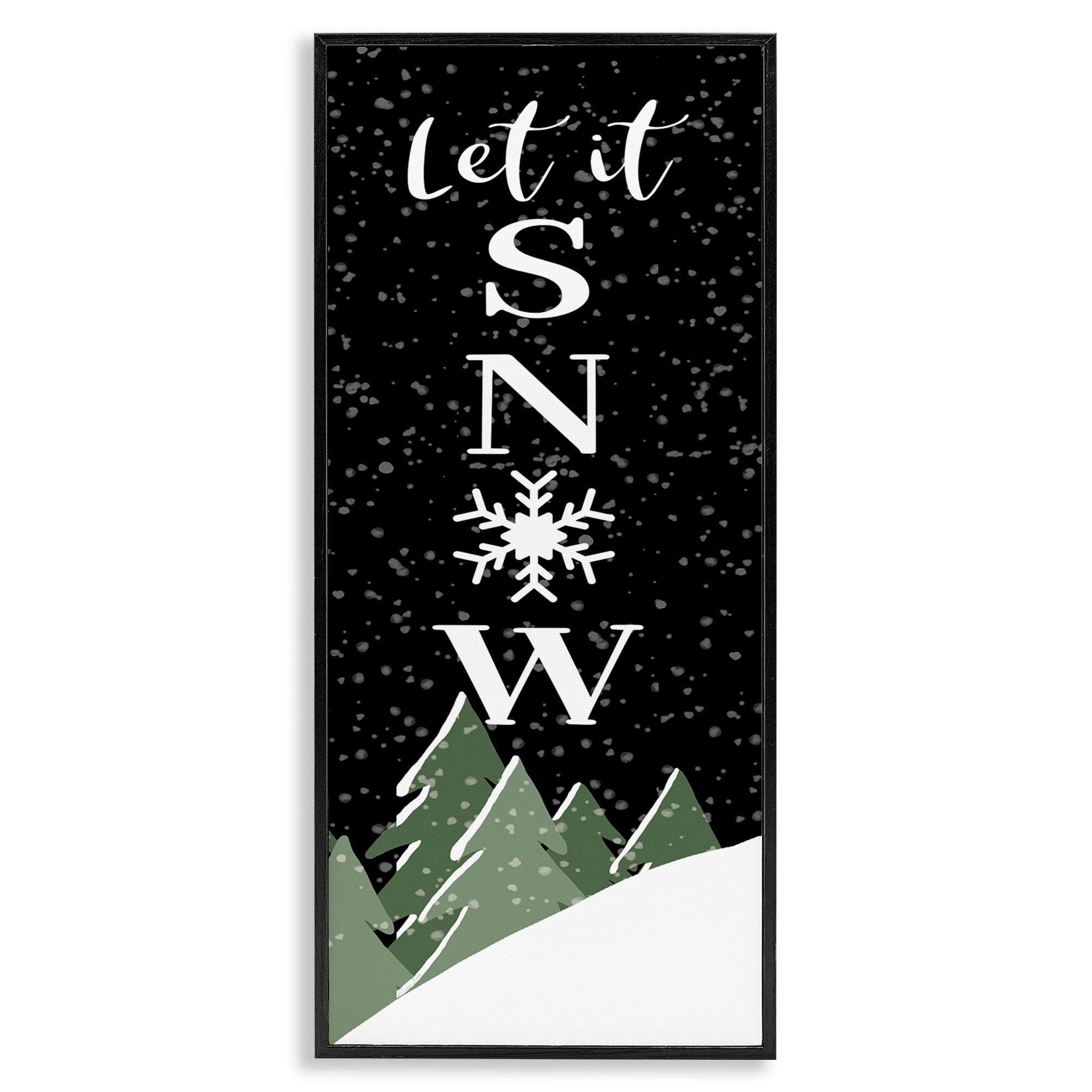 Let It Snow Winter Hilltop Fir Trees Saying Inspirational Graphic Art Framed Art Print Wall Art