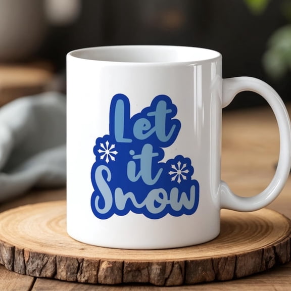 Let It Snow Winter Mug 0ml Blue Snowflake Ceramic Cup Cozy Cistmas Gift Idea daean.