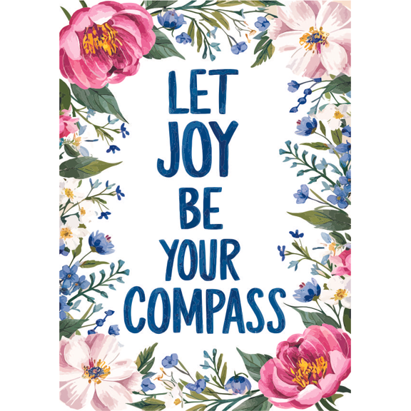 Let Joy Be Your Compass Quote Flowers Positive Life Motivation Inspiration Quotes Saying Wall Art Sticker Designs Vinyl Stickers For Home House Walls Rooms Windows Bedroom Decoration Size (16x20 inch)