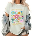 thumbnail image 1 of Let Kindness Bloom Graphic Tees Flowers Print T Shirts Aesthetic Wild Boho Pattern Tops for Daily Outfits White,3XL, 1 of 4