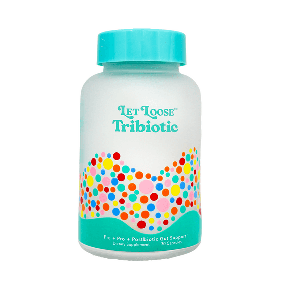 Let Loose Daily Tribiotic Gut Health Supplement  Prebiotic, Probiotic & Postbiotic Capsules, 30 Count