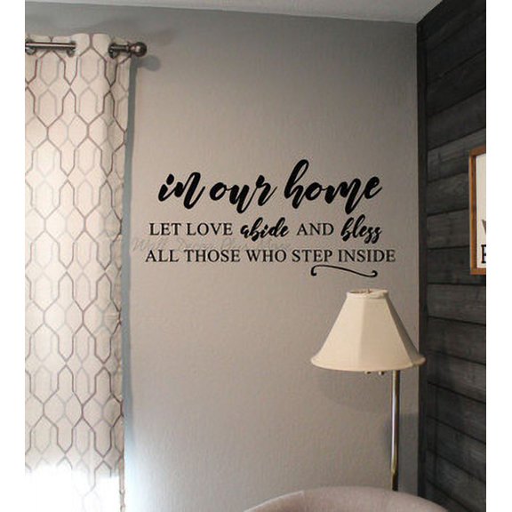 Let Love Abide Bless All Home Decor Wall Stickers - Home Wall Quote Decals for Living Room - Wall Quote Decal Stickers for Kitchen- Home Wall Quote Decals 23x11 Inch- Black