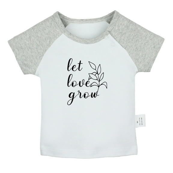 Let Love Grow Funny T shirt For Baby, Newborn Babies T-shirts, Infant Tops, 0-24M Kids Graphic Tees Clothing (Short Gray Raglan T-shirt, 12-18 Months)