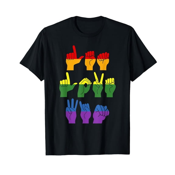 Let Love Win ASL American Sign Language Rainbow Gay Pride T-Shirt