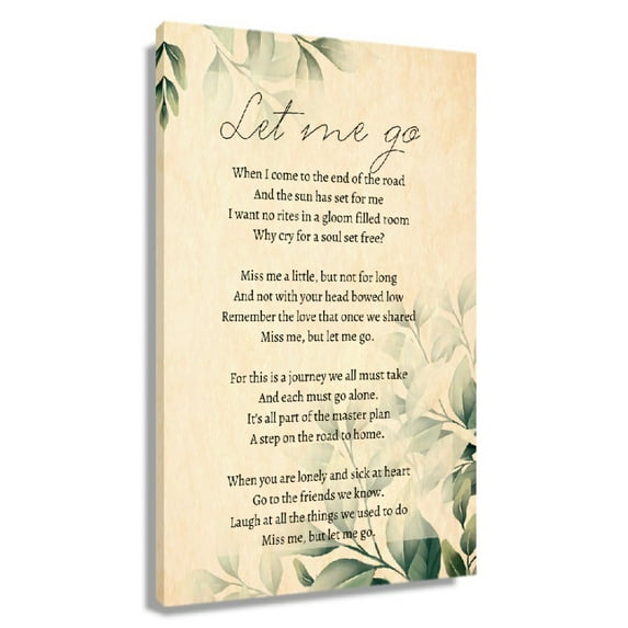 Let Me Go Poem Canvas Wall Art, Modern Poetry Poster, Vertical Print for Living Room, Bathroom, Contemporary Decorative Painting for Bedroom