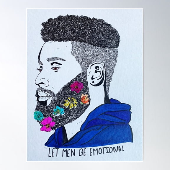 Let Men Be Emotional Poster Wall Art, Modern Wall Decor For Living Room Bedroom, 12x18 UNFRAMED