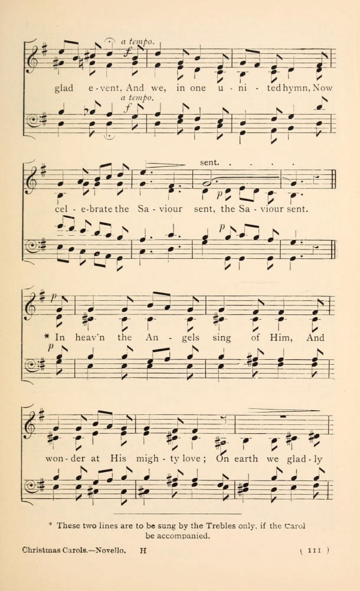 Let Music Break on that Blest Morn 2 Christmas Carols New & Old 1850 Canvas Art - (24 x 36)