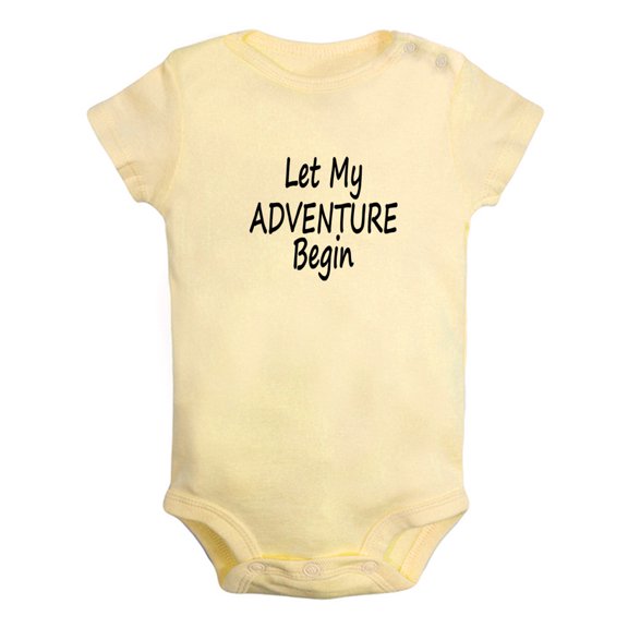 Let My Adventure Begin Funny Rompers For Babies, Newborn Baby Unisex Bodysuits, Infant Jumpsuits, Toddler 0-24 Months Kids One-Piece Oufits (Yellow, 6-12 Months)