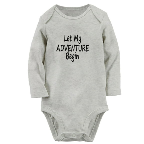 Let My Adventure Begin Funny Rompers, Newborn Baby Unisex Bodysuits, Infant Jumpsuits, Toddler 0-12 Months Kids Long Sleeves Oufits (Gray, 0-6 Months)
