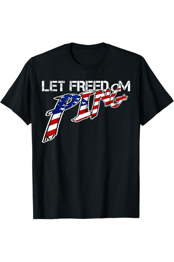 Let Ping America Flags Tees Tech Gaming T-shirt