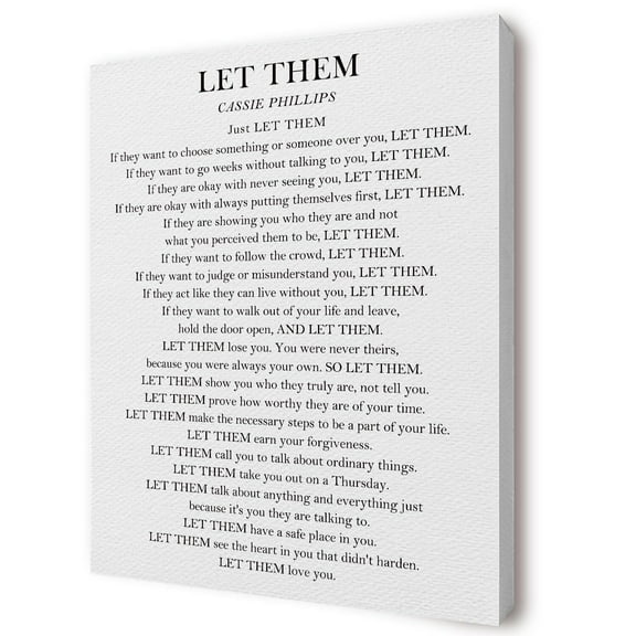 Let Them Poem Inspirational Canvas Wall Art poster Positive Affirmations Wall Decor, Motivational Quote Prints Poster Wall Decor for Home Bedroom Living Room Office