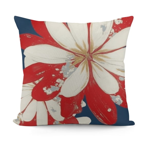 Let Red White Flower Throw Pillow Covers, Cushion Case for Sofa Couch