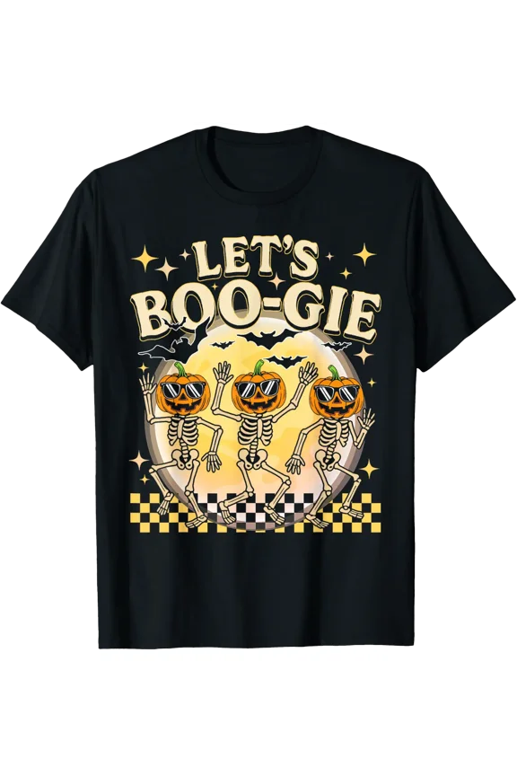Let’S Boo Gie Retro Pumpkin Halloween T Shirt Size S-5XL