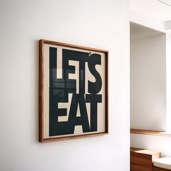 Let S Eat Kitchen Aesthetic Decor Wall Art Black Square For Design1 Unframed Paper Print