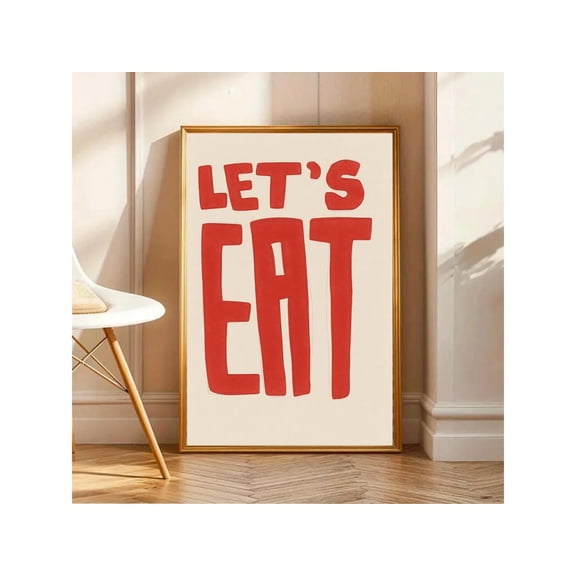 Let'S Eat Kitchen : Bold Red Retro Dining Room Art Unframed Paper Print