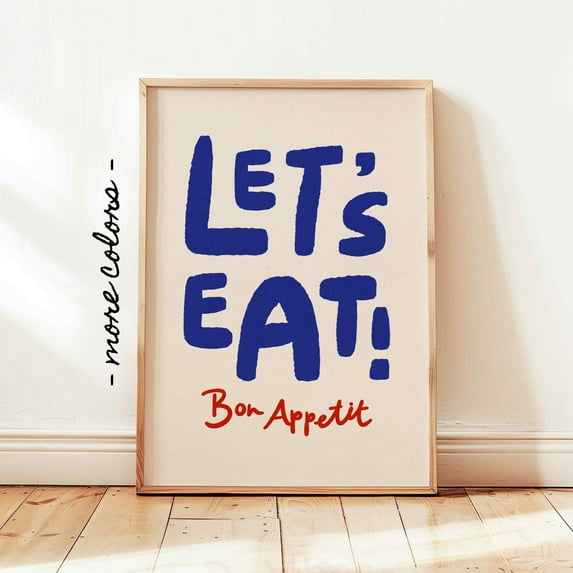 Let S Eat Poster Bon Appetit Minimal Kitchen Sayings Wall Art Decor Design1 Poster, Unframed Size 24x36