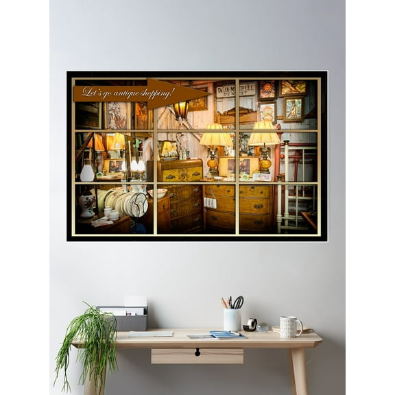 Let'S Go Antique Shopping! Poster Wall Art, Modern Wall Decor For Living Room Bedroom, 8x12 UNFRAMED