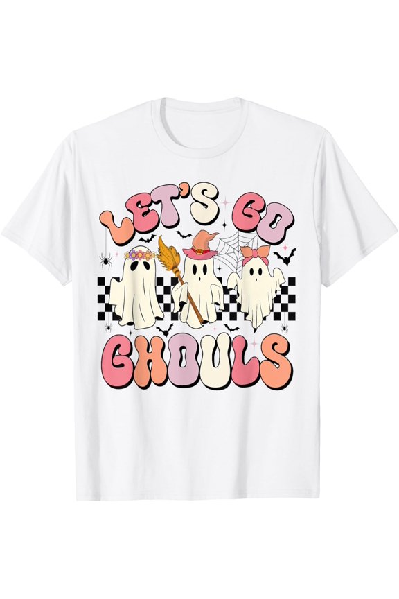 Let'S Go Ghouls Halloween Ghost Outfit Costume Retro Groovy T-Shirt All Size S-5XL