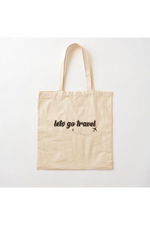 Let'S Go Travel Canvas Tote Bags, Reusable Shopping Bag