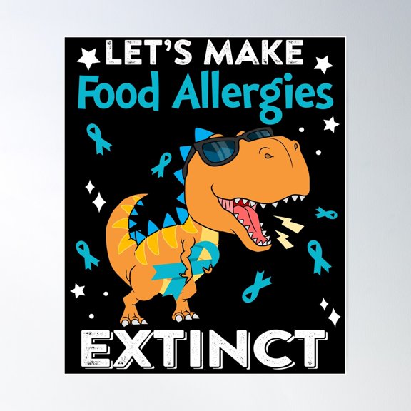 Let'S Make Food Allergies Extinct Food Allergies Warrior Gift Poster Wall Art, Modern Wall Decor For Living Room Bedroom, 8x12 UNFRAMED