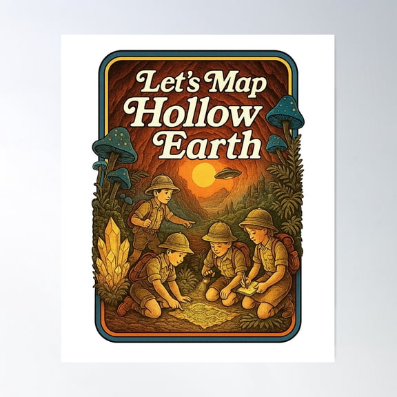 Let’S Map Hollow Earth – Inner World & Lost Civilization Poster Wall Art, Modern Wall Decor For Living Room Bedroom, 16x24 UNFRAMED