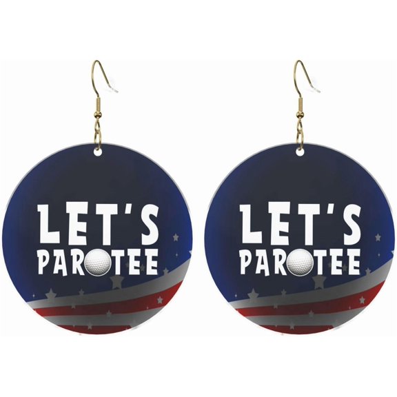 Let'S Par Quality Tee Golf Stylish Round Acrylic Earrings Lightweight Variable For All Occasions[b302]