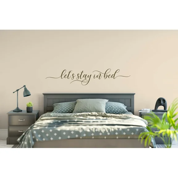 Let'S Stay In Bed Couple Love Vinyl Wall Decal Decor Words Home Saying Quote