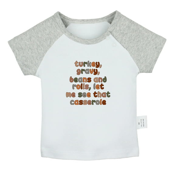 Let Me See That Casserole Thanksgiving Shirt Funny T shirt For Baby, Newborn Babies T-shirts, Infant Tops, 0-24M Kids Graphic Tees Clothing (Short Gray Raglan T-shirt, 0-6 Months)