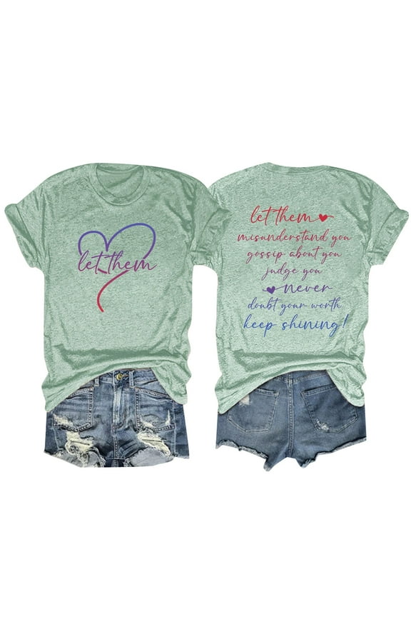 Let Them Shirt Misunderstand You You T Shirt Funny Saying Graphic Tees Printed Motivational Tops For Women Shirt Set Women Women Loose Tops Summer Womens Tees Lose Women Shirts Workout Loose Tops