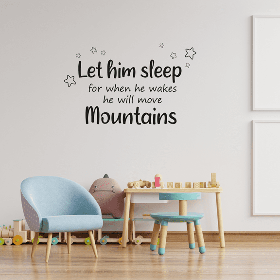 Let Him Sleep Stars Life Postive Motivation Quote Wall Sticker Art Decals for Girls Boys Room Bedroom Nursery Kindergarten House Fun Home Decor Stickers Wall Art Vinyl Decoration Size (27x30 inch)