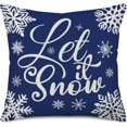 thumbnail image 1 of Let It Snow Blue Throw Pillow Covers Christmas Xmas Snowflake Outdoor Decor Cotton Linen Pillow Cases Cushion Cover Square Winter Pillow Sham for Sofa Couch 18x18 Inch(Let it Snow), 1 of 5