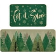 thumbnail image 1 of Let It Snow Christmas Tree Kitchen Rugs Sets of 2, Winter Xmas Kitchen Mats for Floor Non Skid Washable, Green Farmhouse Style Decor for Home Kitchen Doormat 17x29 and 17x47 Inch, 1 of 6