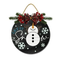Let It Snow Sign Front for Door Decoration, 12" Round Wood Wreaths Wall Hanging Outdoor, Farmhouse, Porch, for Spring Summer Fall All Seasons Holiday Christmas