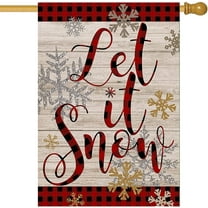 Let It Snow Snowflake House Flag 28 x 40 Inch Christmas Winter Decorative Double Sided Burlap Small Flag Holiday Banners for Winter Xmas Farm House Yard Decoration