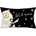 thumbnail image 1 of Let it Snow Snowman Winter Pillow Covers 12x20 Inch Black White Snowflake Merry Christmas Holiday Throw Pillow Case Home Outdoor Decorations Cushion Cover for Sofa Couch, 1 of 6