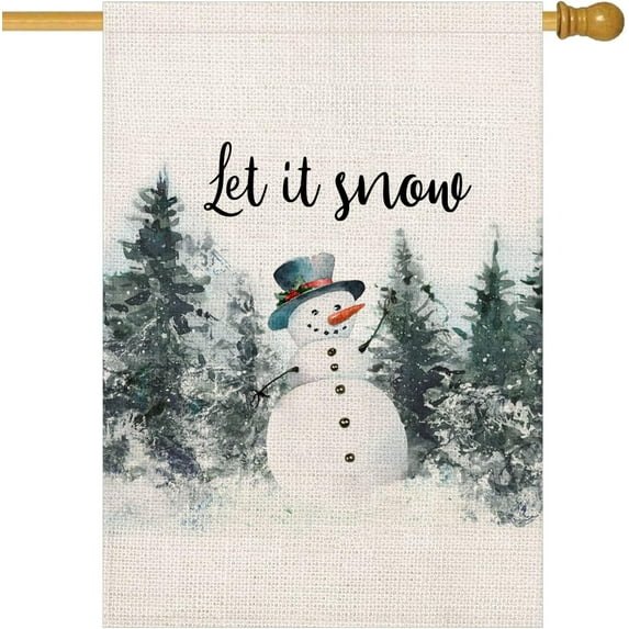 Let It Snow Snowmen House Flags 28x40 Inch Vintage Christmas Theme Garden Flags Double Side Outdoor Christmas Trees Print Yard Flags Large House Flag Cotton Linen for Yard (M 02)